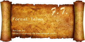 Forrai Telma névjegykártya
